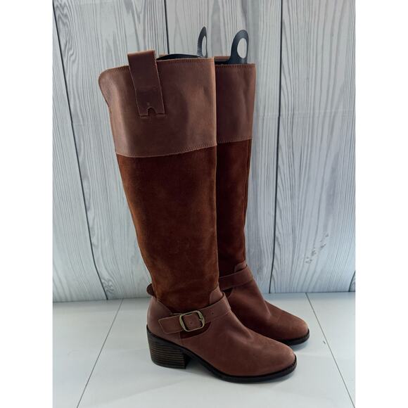 Lucky Brand Womens KAILAN Sz 6.5 Leather Riding BootsRye Brown